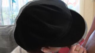 A hot slut's couch interview turns into taking two cocks!